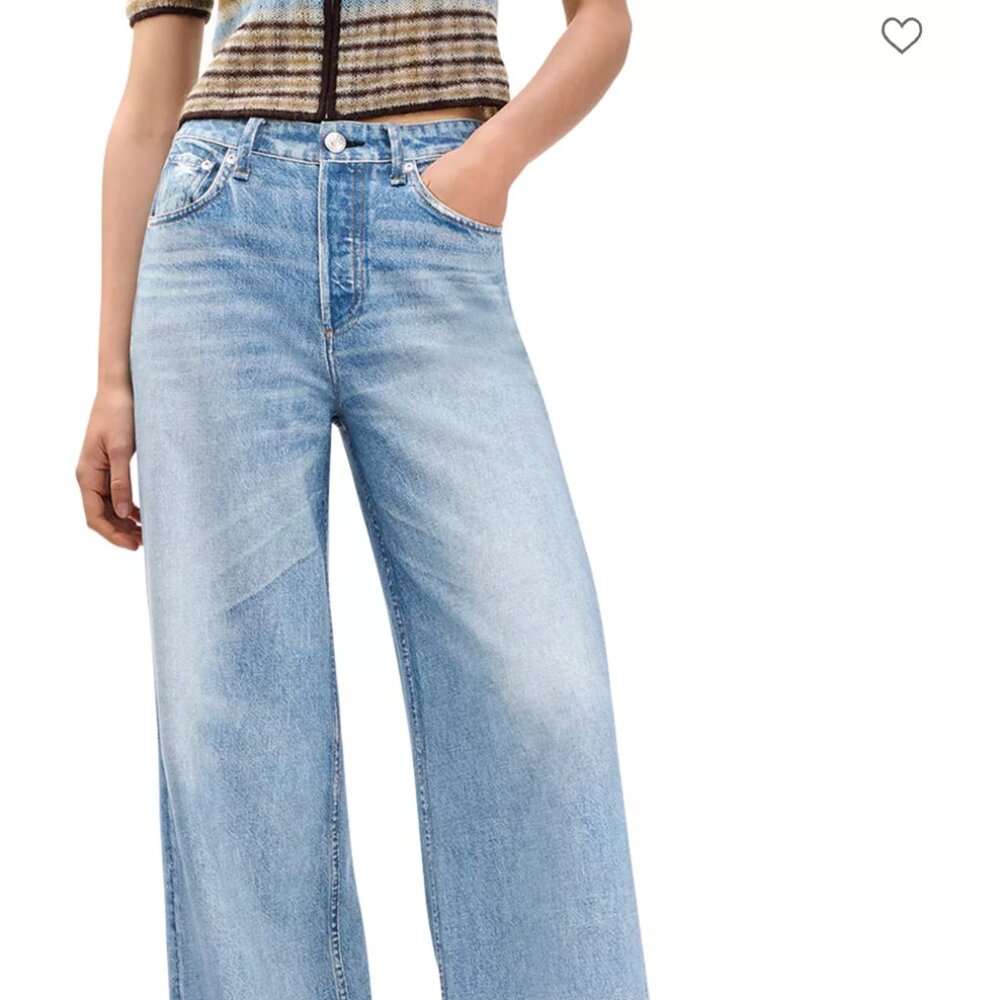 rag & bone Miramar Terry Sofie High Rise Wide Leg Sweatpant Jeans Raily NWT - Picture 2 of 9